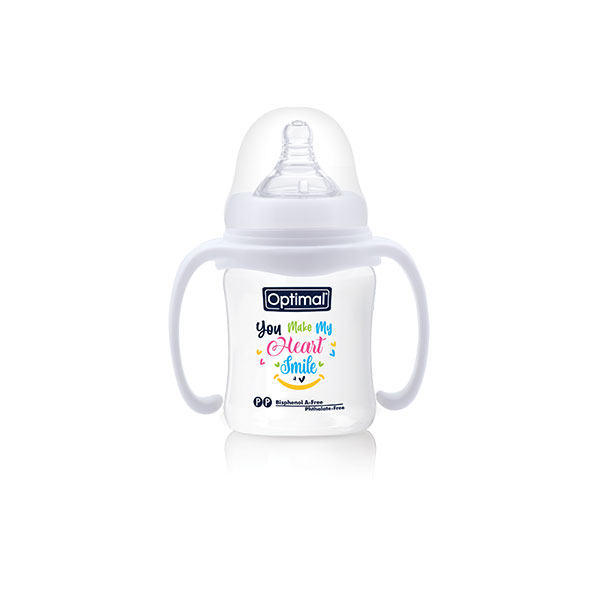 Wide Neck Feeding Bottle With Handle 180ml OPB-1035