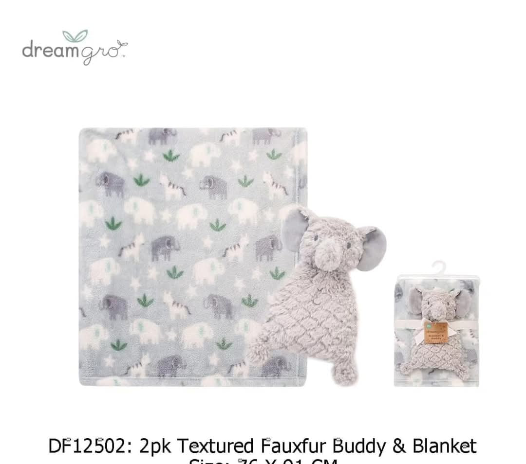 winter blanket Textured fauxfur buddy&blanket elephant