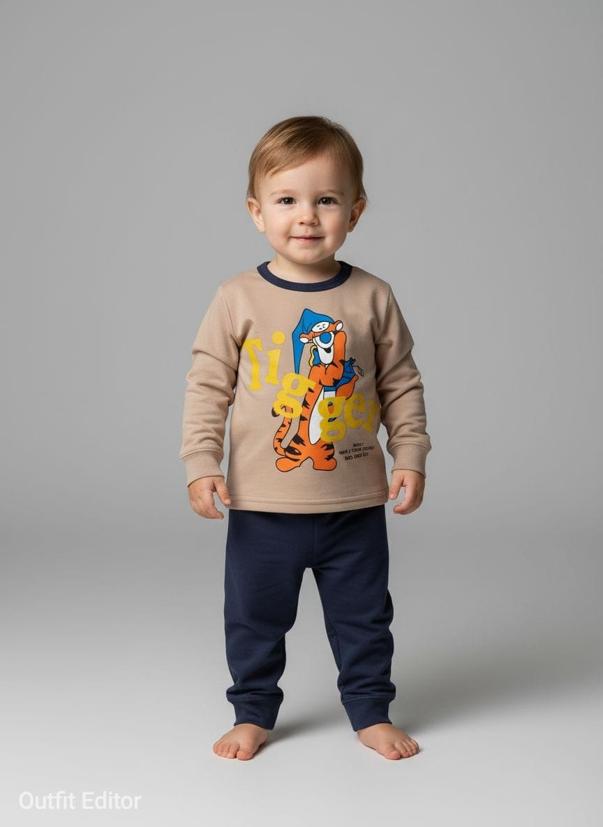 winter pyjama fleece inside tiger beige