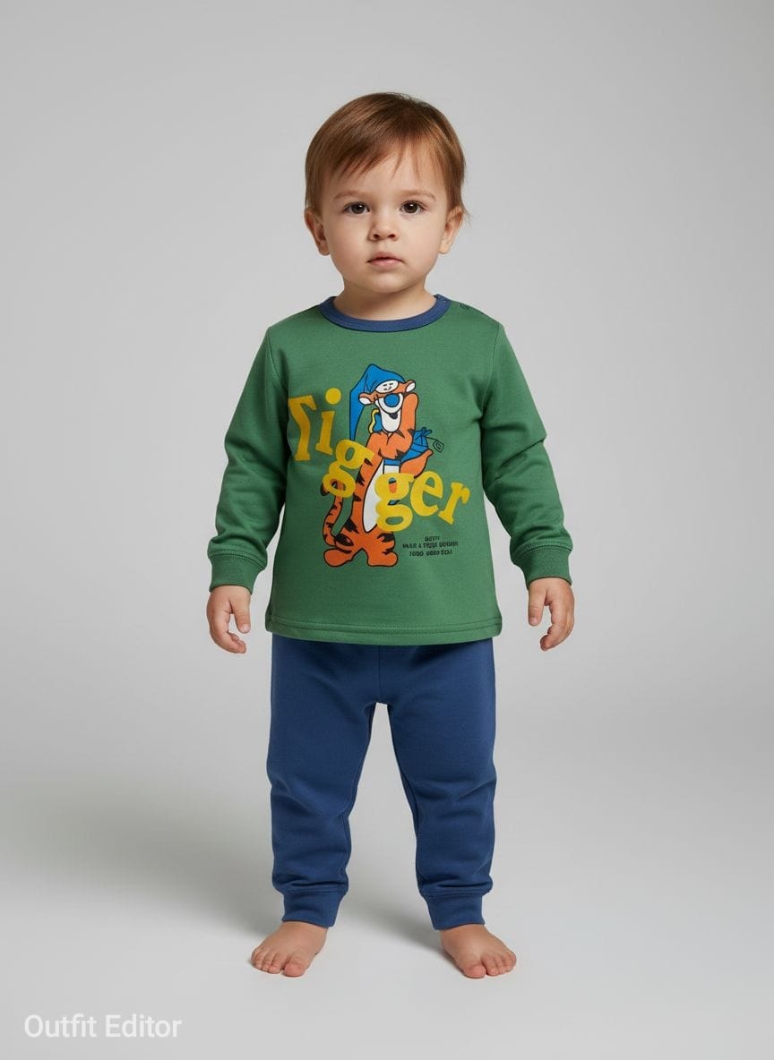 winter pyjama fleece inside tiger green