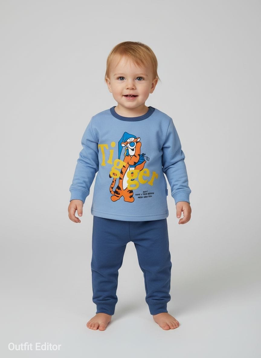 winter pyjama fleece inside tiger blue