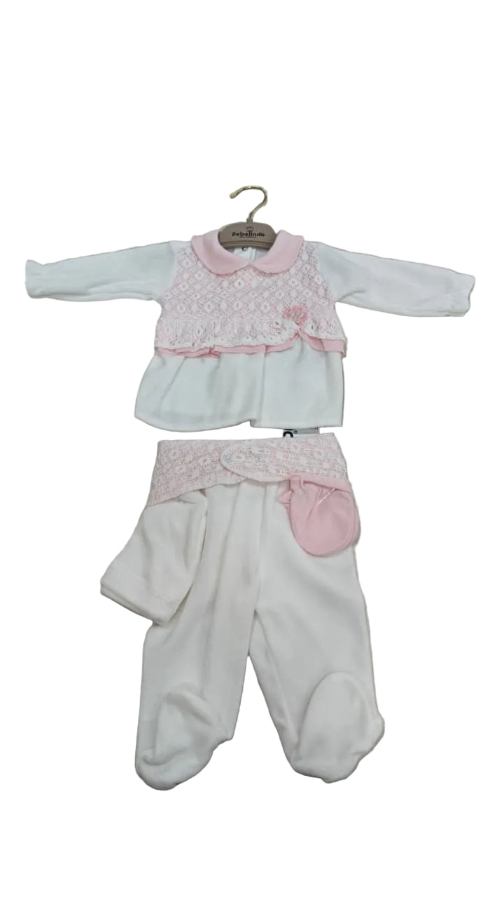 Hospital Set (5pcs) knit lace bodice 03 months