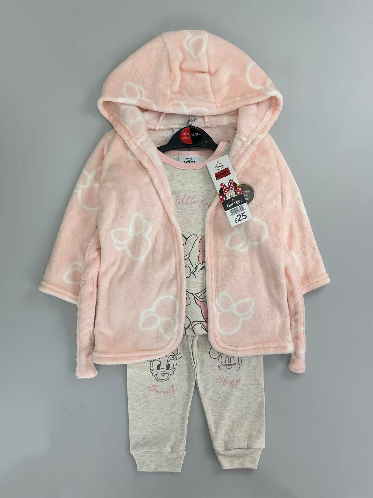 Minnie Mouse pajama set and robe pink