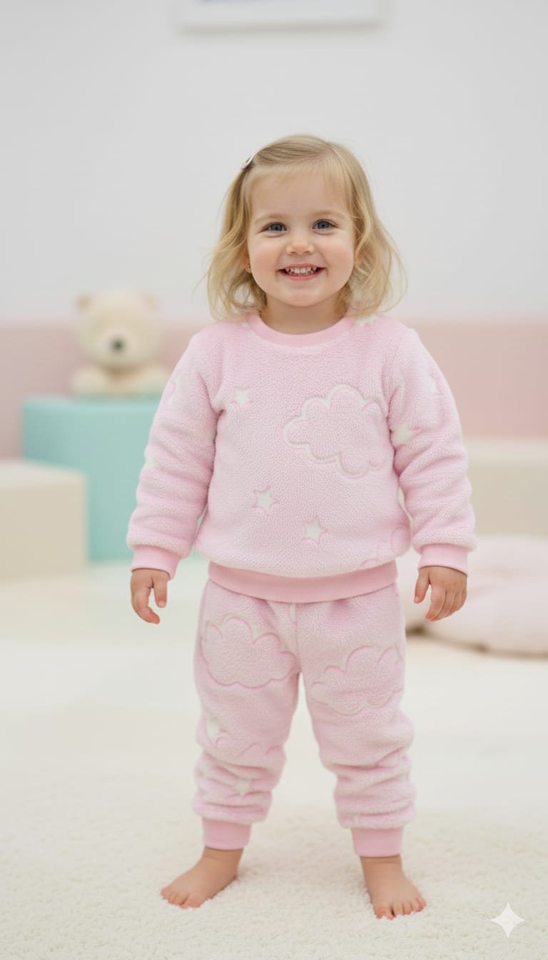 winter pyjama coral stars