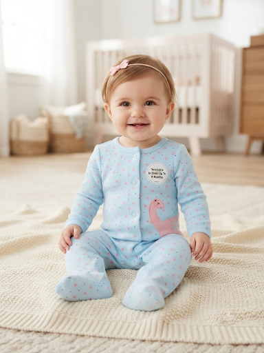 overall coton dinosour blue