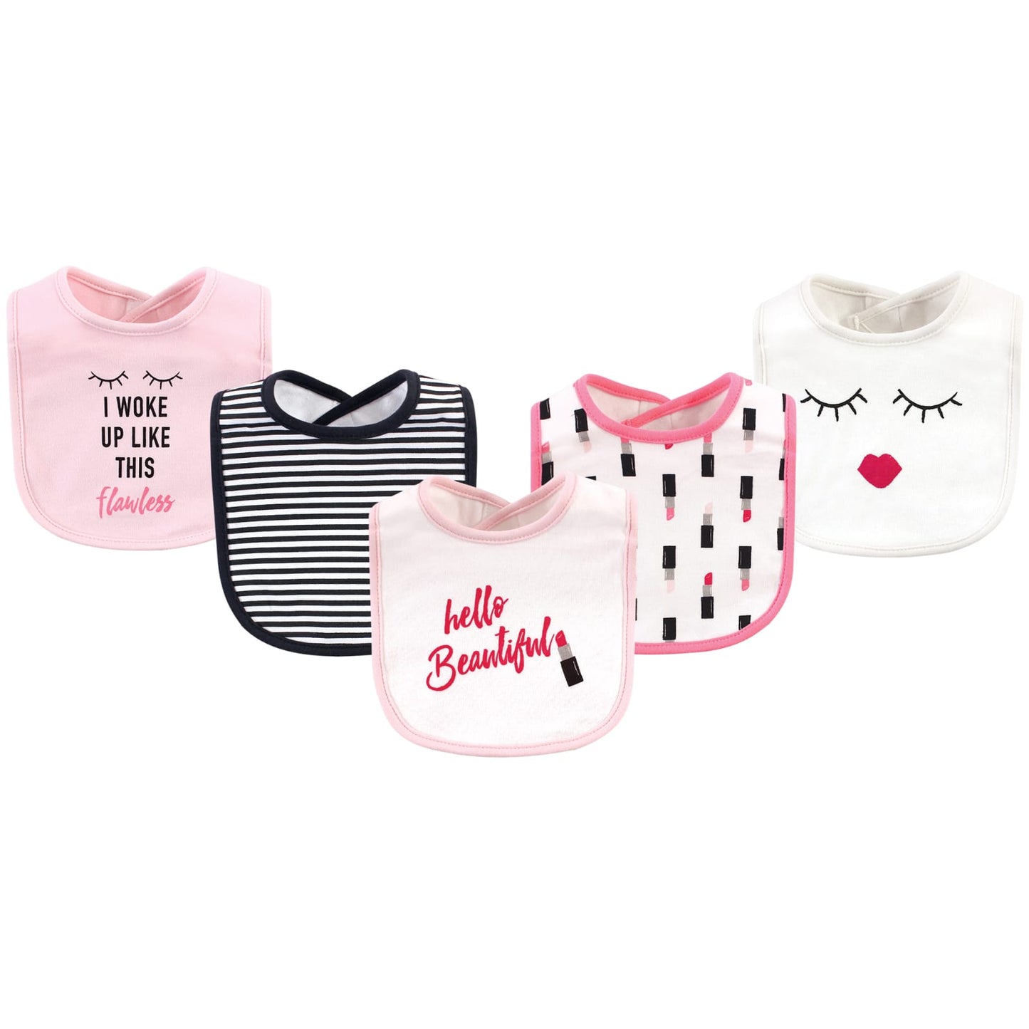 5 Bibs Cotton Pack Hello beautiful