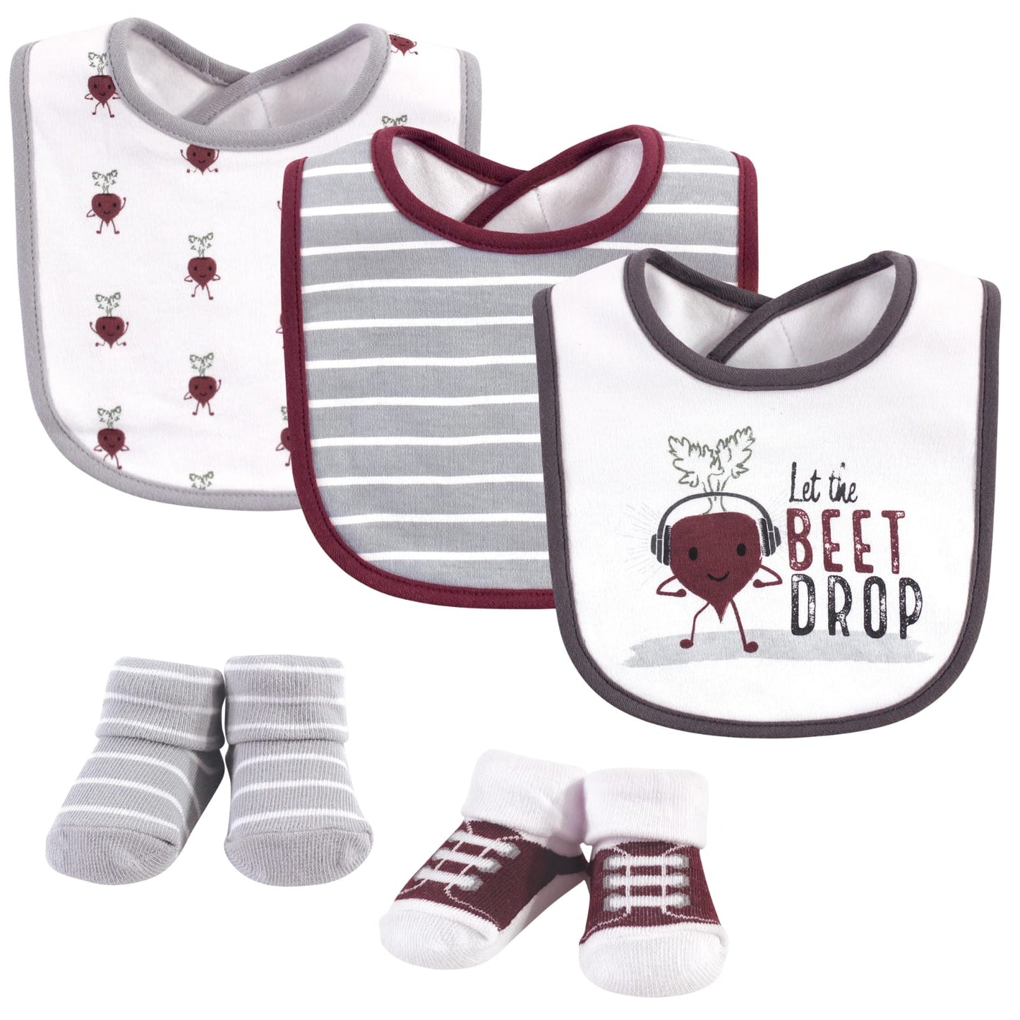 Boy Bibs and Socks 5 Pcs Set Let the BEET DROP