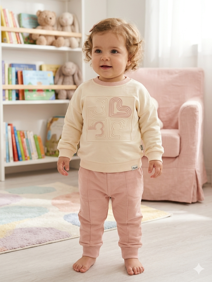 Girls coton set Heart pink