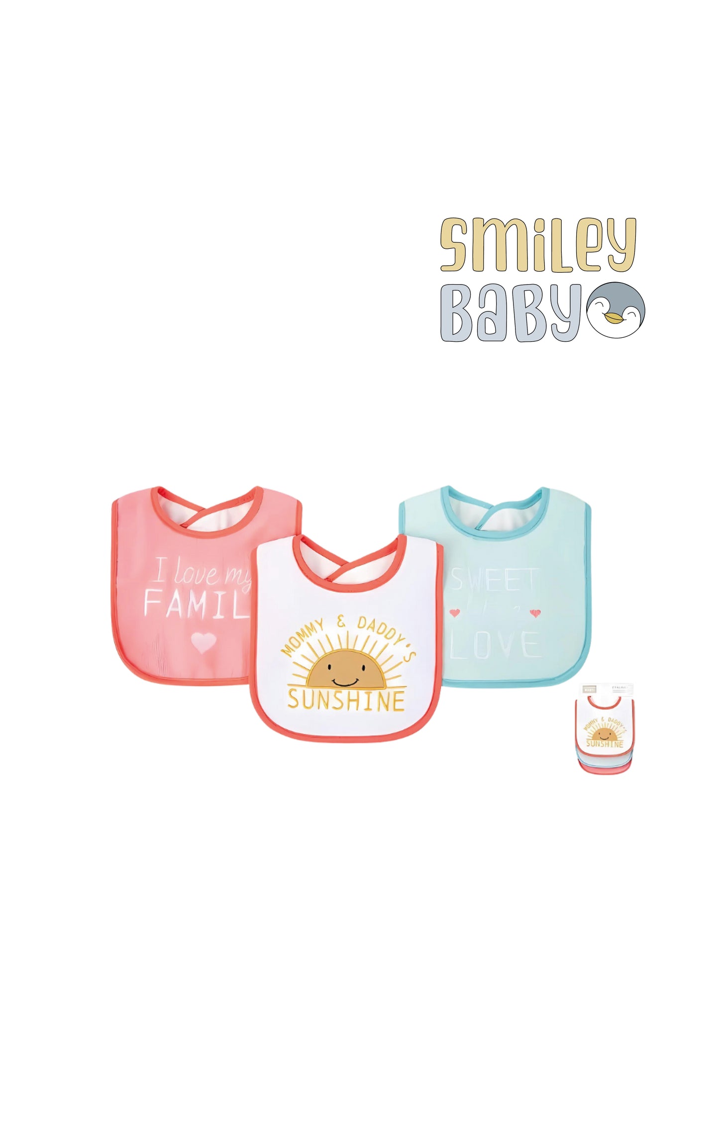 3Pcs Interlock Bibs mommy & daddy sunshine