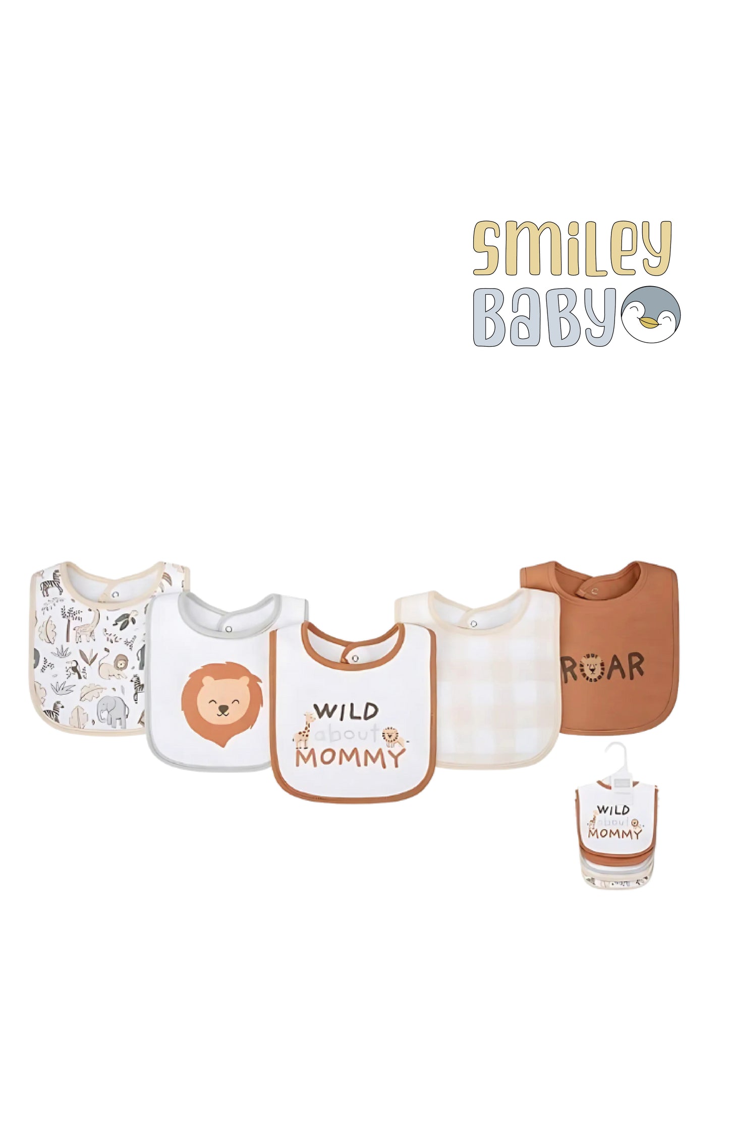 5 Bibs Cotton Pack wild about mommy