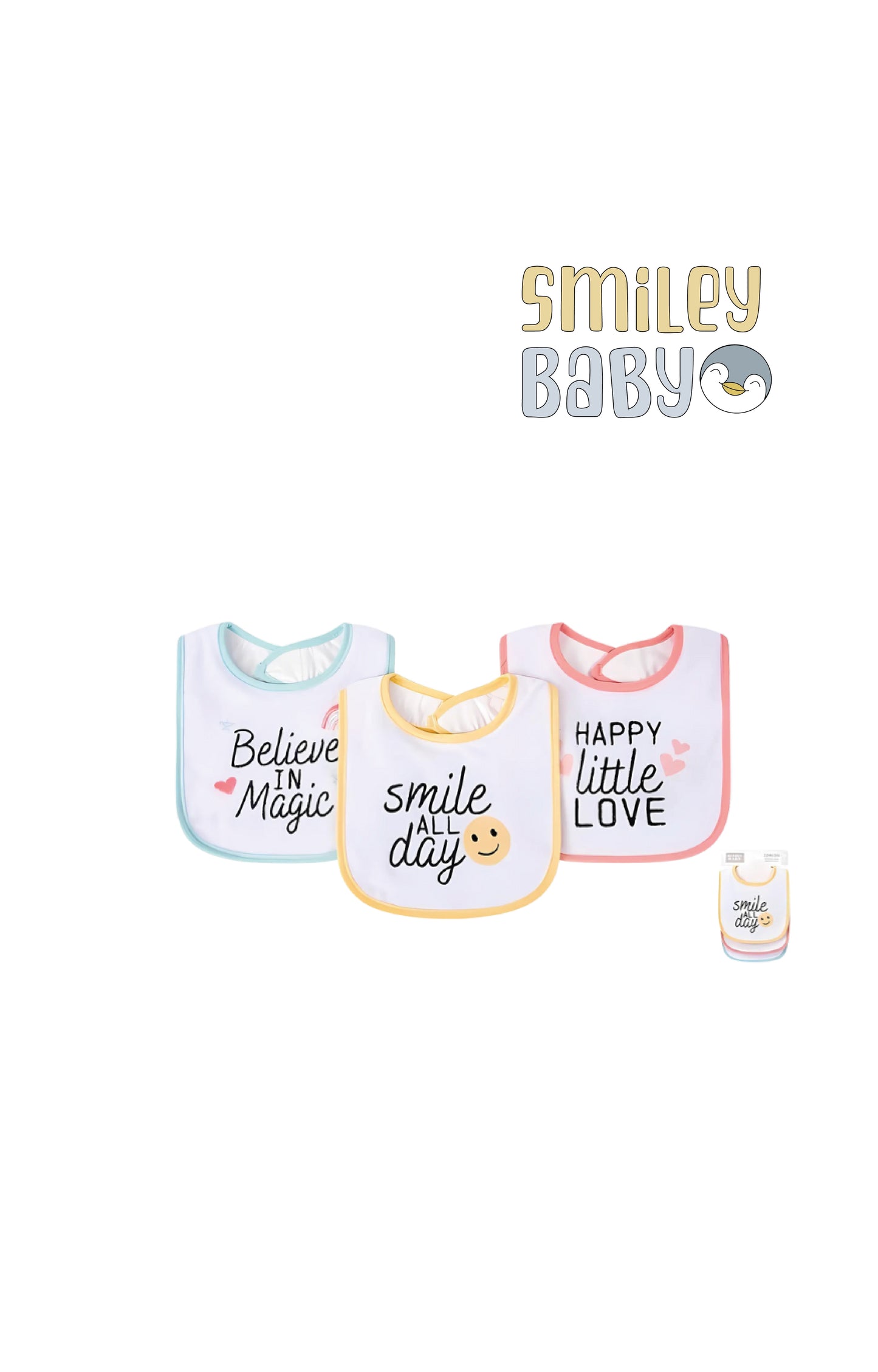 3Pcs Interlock Bibs smile all day