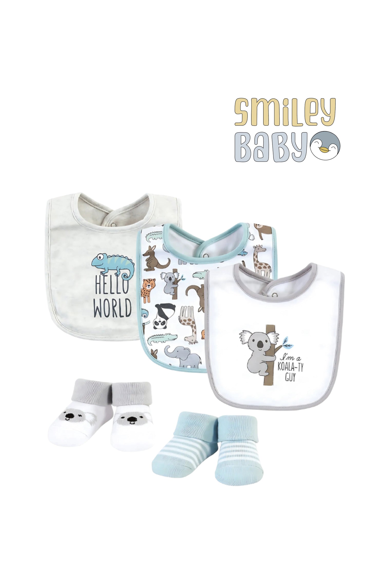 baby Boy Bibs and Socks 5 Pcs Set i am a koala guy
