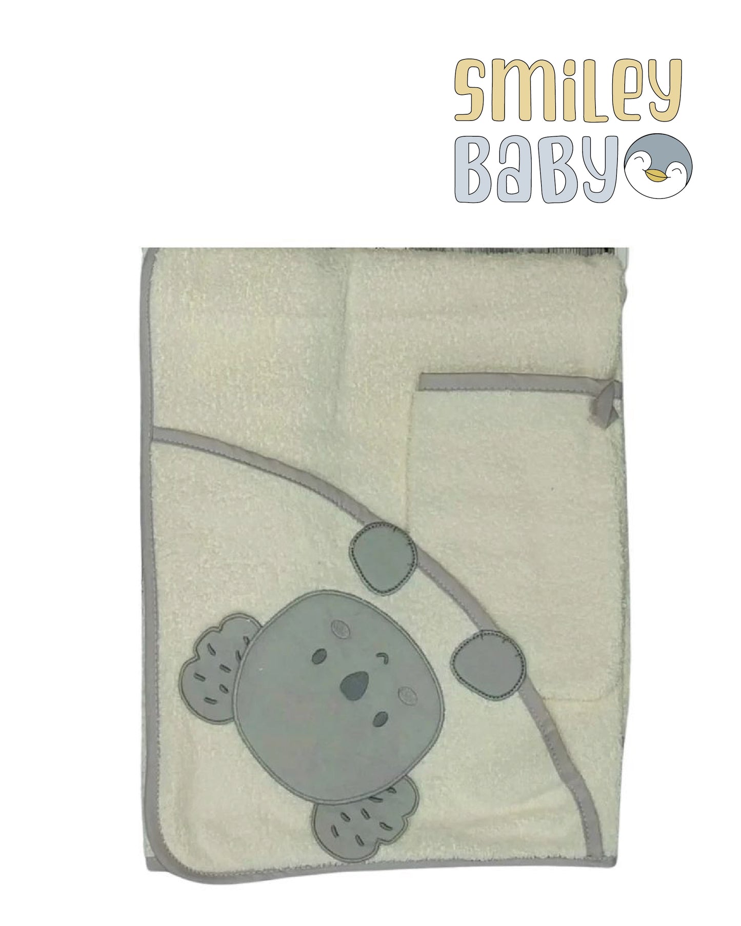 Baby Hooded Towel with loofah bear