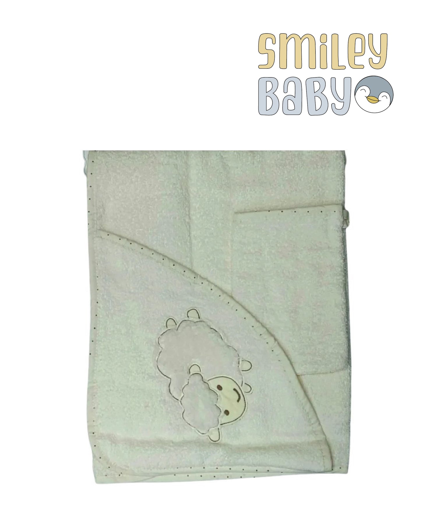Baby Hooded Towel with loofa sheep bear 76x 76 Cm
