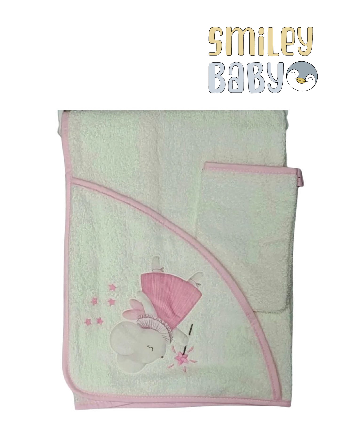 Baby Hooded Towel with loofah beige FAIRY