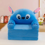 Children's folding sofa plush stitch blue