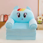 Children's folding sofa plush Pony blue