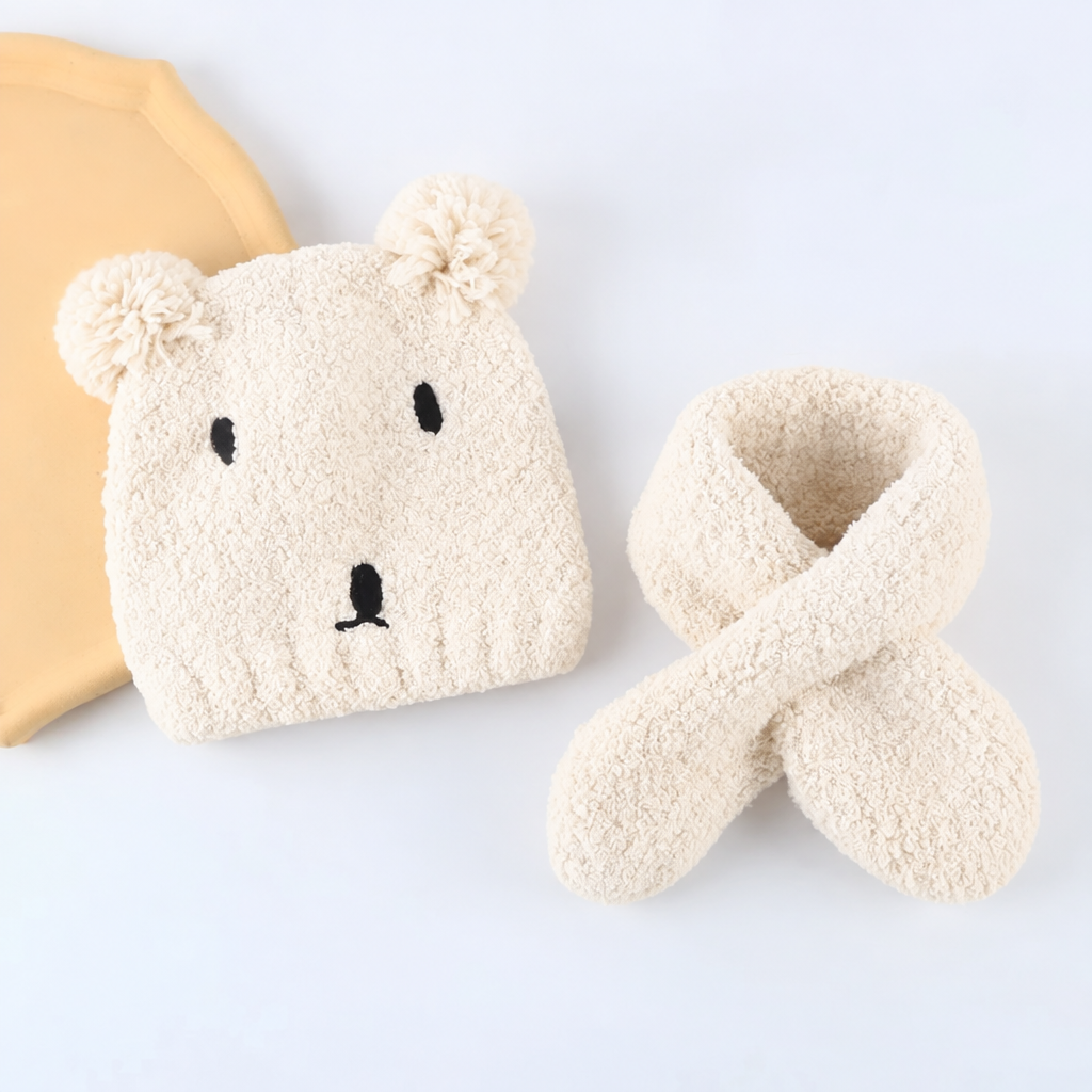 Baby Hat With Scarf Beige