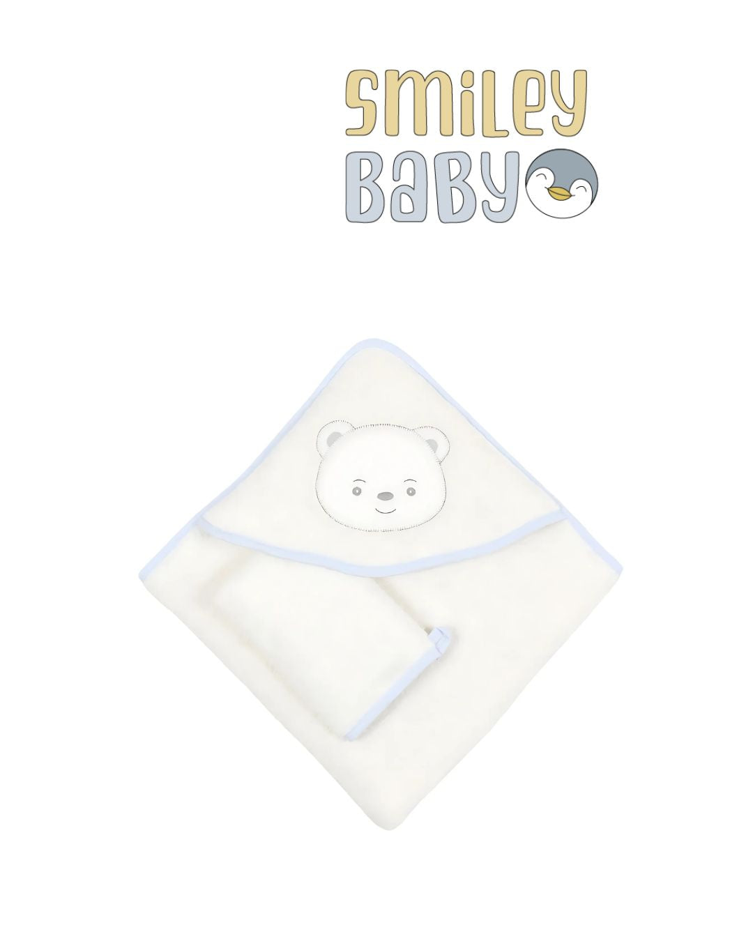 Baby Hooded Towel with loofah WHITE BEAR