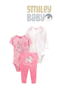 Baby 3-Piece set PINK ELEPHANT