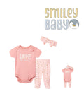 Bebe Favour Baby Bodysuit & Footed Pant SET 3PCS LOVE