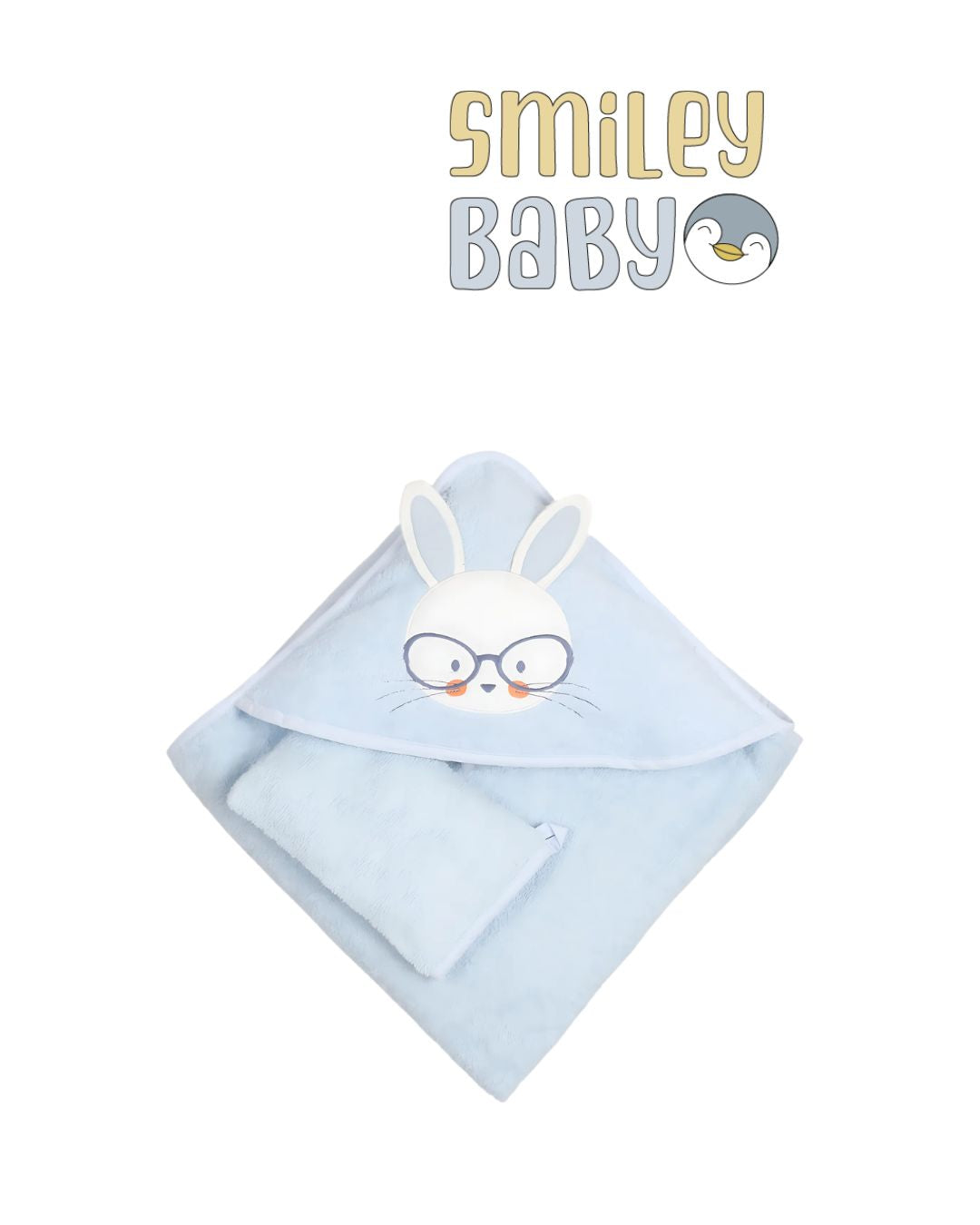 Baby Hooded Towel with loofah BLUE RABBIT