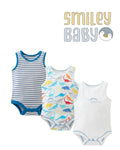 Baby Sleeveless Bodysuits  WHITE DINOSAUR