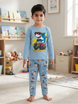 long sleeve cotton pajama blue shark