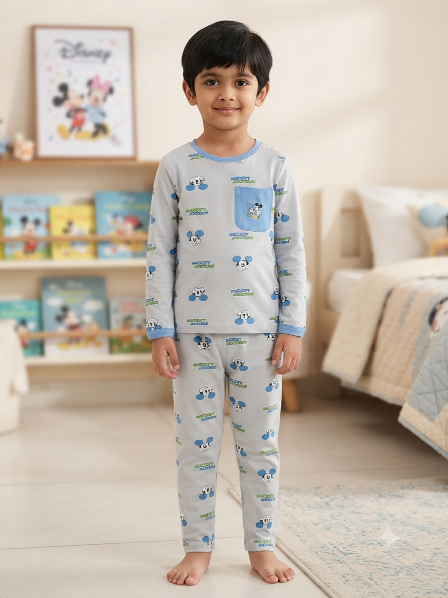 long sleeve cotton pajama mickey mouse