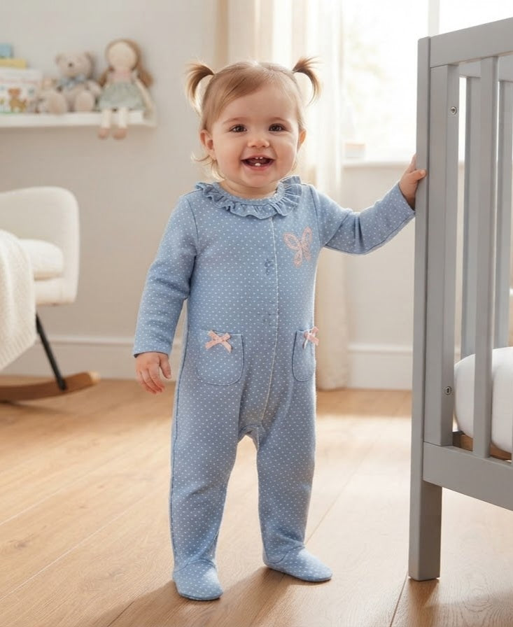 overall coton Blue butterfly
