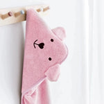 Baby Hooded Towel with   pink bear