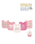 5 Bibs Cotton Pack HELLO  GORGEOUS PINK