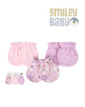 Scratch Mittens Set 3PC URPLE FLOWERS