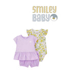 Baby 3-Piece purple cotton