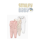 Baby Cotton Pajamas Set 3 Pcs PINK FLOWERS