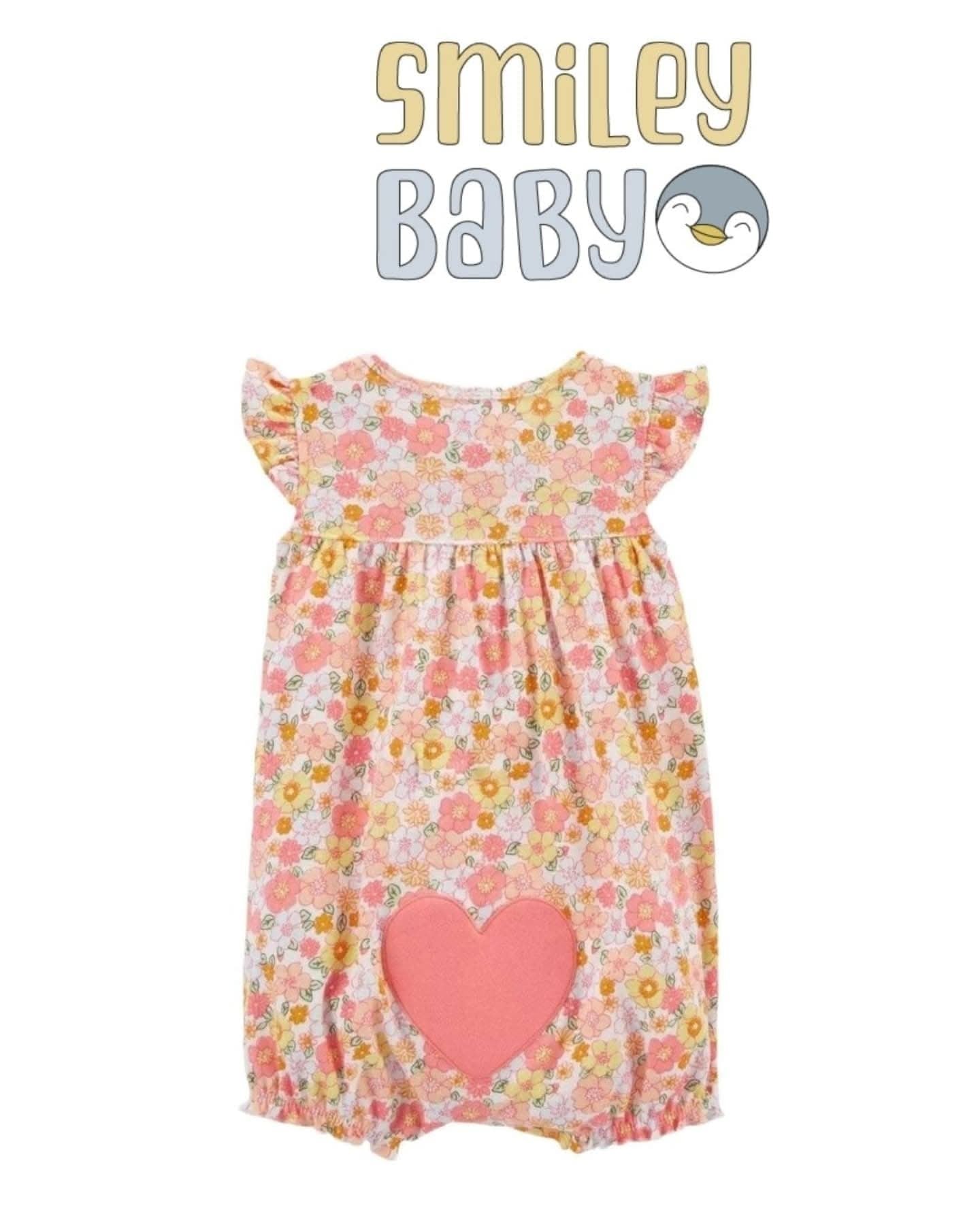 Romper Floral Ruffled Romper with Heart