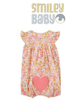 Romper Floral Ruffled Romper with Heart