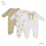 overall coton  set white bear