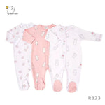 overall coton set pink rabbit