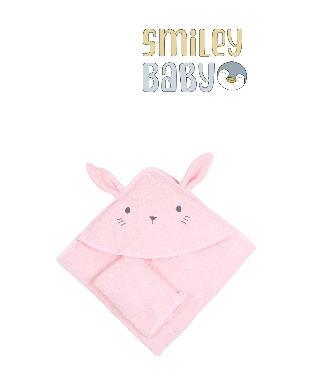 Baby Hooded Towel with loofah PINK LOVE