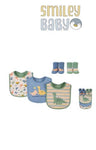baby Boy Bibs and Socks 5 Pcs Set GREEN ANIMALS