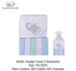 Hooded Towel with Five Washcloths elephant