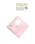 Baby Hooded Towel with loofah PINK RABBIT
