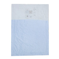 dotted blanket with Sherpa backing blue  bear