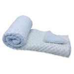 dotted blanket with Sherpa backing blue  bear