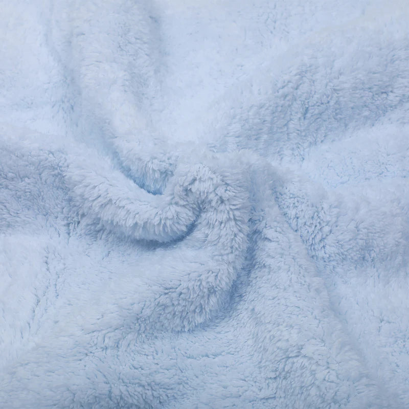 dotted blanket with Sherpa backing blue  bear