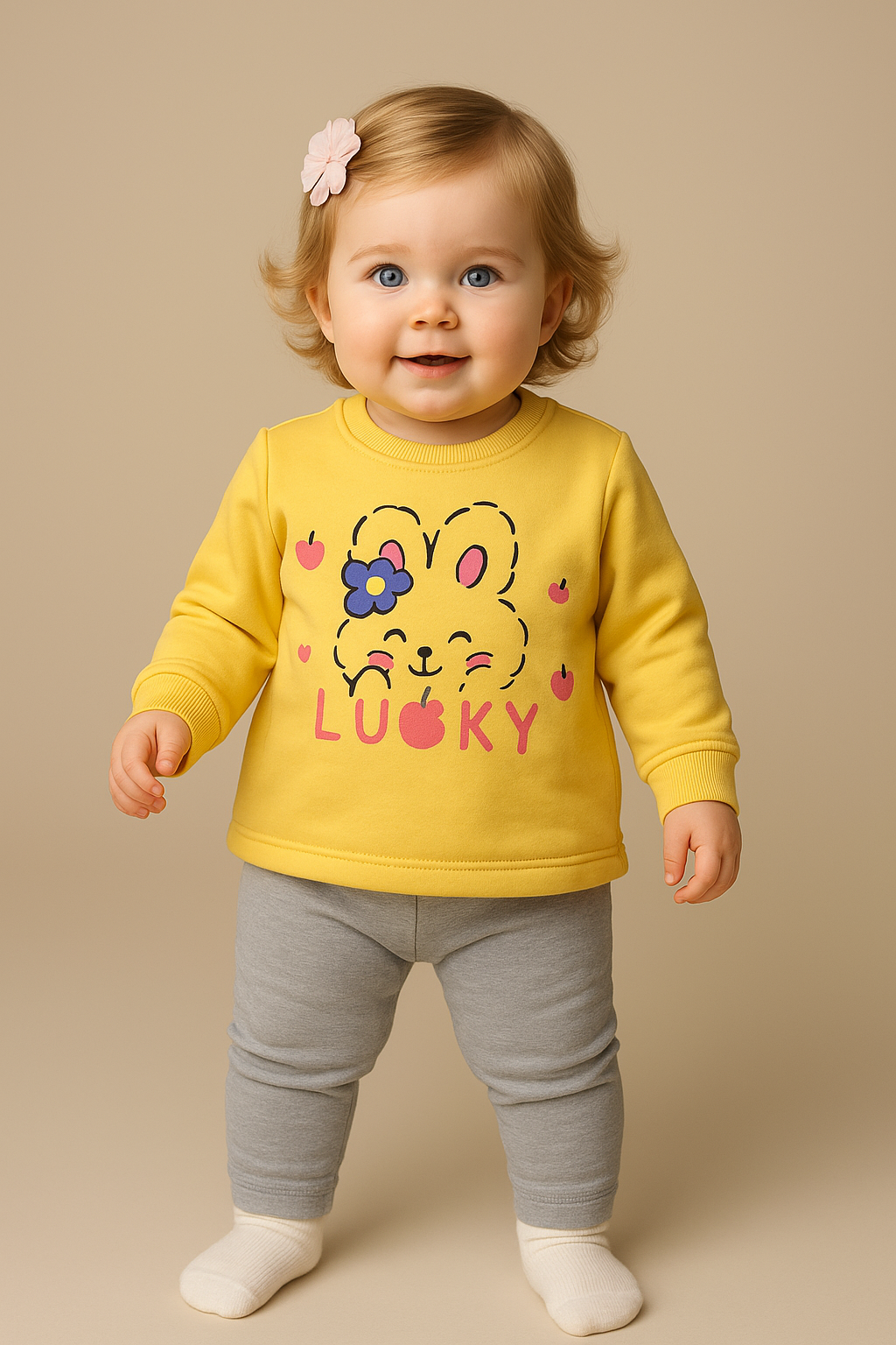 winter pyjama fleece inside lucky yellow