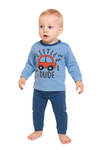 winter pyjama fleece inside little  dude blue