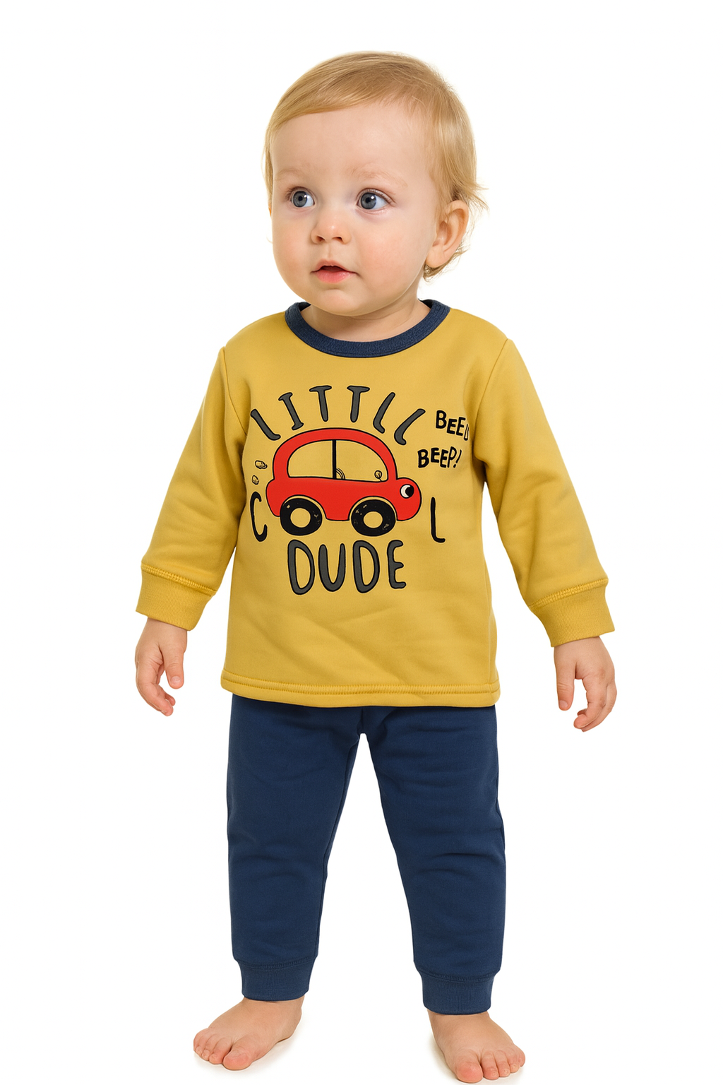 winter pyjama fleece inside little  dude yellow