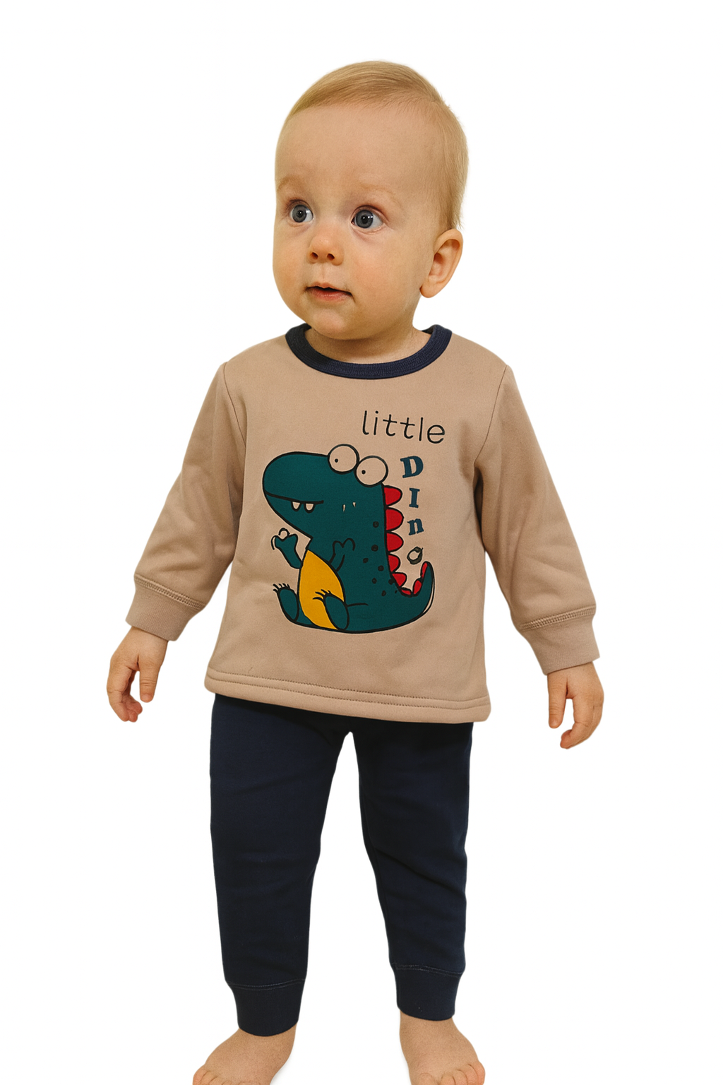 winter pyjama fleece inside little dino beige